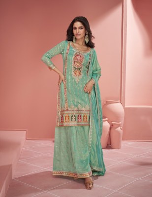 Aashirwad creation by Amaya present organza simar silk free size sharara suit catralogue fancy sharara suit Catalogs