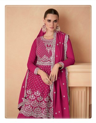 Aashirwad creation by aahana gold premium chinon silk fancy sharara suit catalogue at low rate readymade suit catalogs