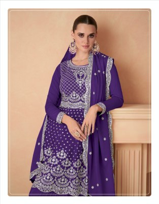 Aashirwad creation by aahana gold premium chinon silk fancy sharara suit catalogue at low rate readymade suit catalogs