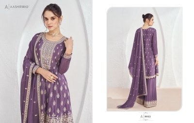 Aashirwad creation by volna premium chinon silk fancy sharara suit catalogue at low rate fancy sharara suit Catalogs