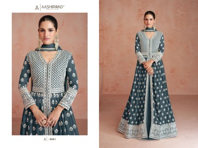 Aashirwad creation orchid real georgette designer long cut anarkali readymade suit at wholesale price readymade suit catalogs