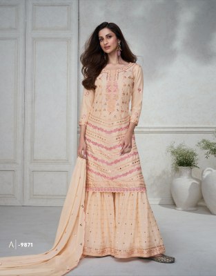 Aashirwad creation present Agha Noor new free size stitched fancy sharara suit catlogue at amaviexpo readymade suit catalogs