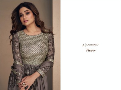 Aashirwad creation present Gulkand flower x shamita shetty chinon silk digital printed readymade sharara suit at wholesale price  readymade suit catalogs