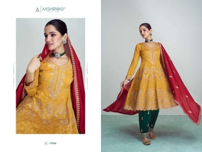 Aashirwad creation presents Riwaaz premium silk ready made salwar suits wholesaler price in India  readymade suit catalogs