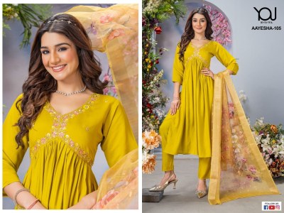 Aayesha by Wanna pure heavy roman silk Alia cut kurti pant and dupatta catalogue readymade suit catalogs