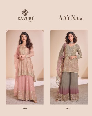 Aayna nx by Sayuri Designer Real Georgette embroidered fancy Palazzo suit collection at amavi expo readymade suit catalogs