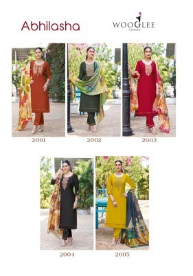 Abhilasha by Wooglee Thread handwork Neck top ottom and dupatta catalogue readymade suit catalogs