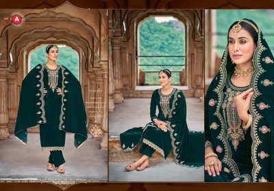 Adakari by Triple A Heavy Work Velvet Unstitched Dress Material Catalogue at Affordable Rate salwar kameez catalogs