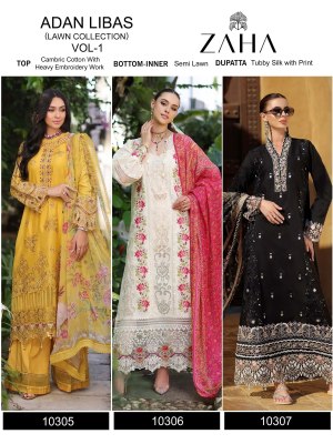 Adan Libas by Zaha pure cambric cotton pakistani suit catalogue at affordable rate pakistani suit catalogs