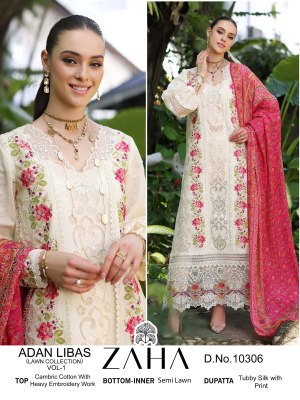 Adan Libas by Zaha pure cambric cotton pakistani suit catalogue at affordable rate pakistani suit catalogs