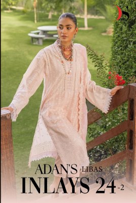 Adan libas inlays  24-2 by deepsy suit pure cotton embroidered pakistani suit catalogue at low rate Adan Libaas 