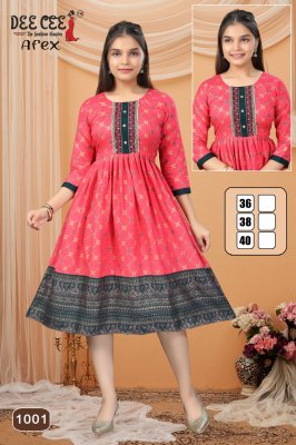 Afrex by Deecee Flared Long Reyon screen printed fancy kurti catalogue at affordable rate kurtis catalogs