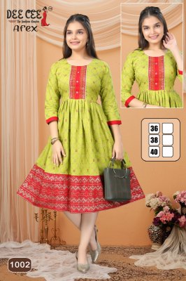 Afrex by Deecee Flared Long Reyon screen printed fancy kurti catalogue at affordable rate kurtis catalogs