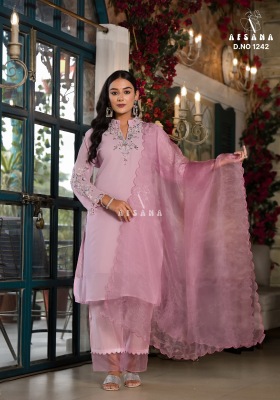 Afrsana present D N 1242  Designer Embroidered Tunic with pant and dupatta catalogue at affordable rate readymade suit catalogs