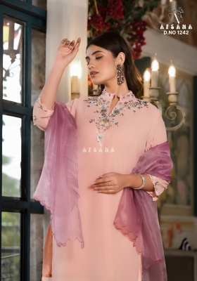 Afrsana present D N 1242  Designer Embroidered Tunic with pant and dupatta catalogue at affordable rate readymade suit catalogs