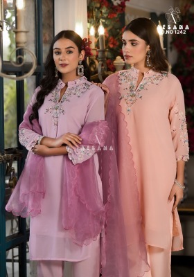 Afrsana present D N 1242  Designer Embroidered Tunic with pant and dupatta catalogue at affordable rate readymade suit catalogs