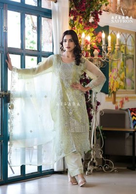 Afsana Saffron Readymade Organja Pakistani suits catalogue online  readymade suit catalogs