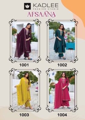 Afsana by Kadlee Thread Handwork Straight kurti pant and dupatta catalogue at low price  readymade suit catalogs