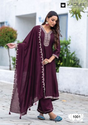 Afsana by Kadlee Thread Handwork Straight kurti pant and dupatta catalogue at low price  readymade suit catalogs