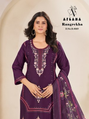 Afsana by Rangrekha jam Cotton with Borar work embroidery Work  kurti pant with dupatta catalogue at affordable rate readymade suit catalogs