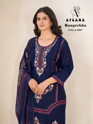 Afsana by Rangrekha jam Cotton with Borar work embroidery Work  kurti pant with dupatta catalogue at affordable rate readymade suit catalogs