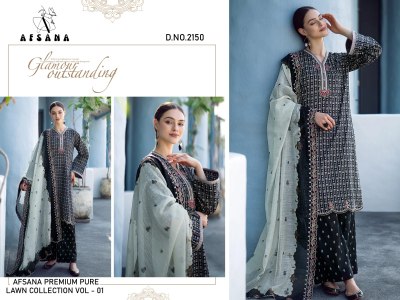 Afsana lawn 01 karachi lawn printed embroidered readymade suit catalogue  Karachi suits catalogs