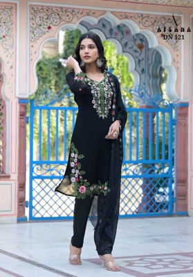 Afsana present Afsana 121 designer embroidered tunic with pant and dupatta catalogue at wholesale price readymade suit catalogs