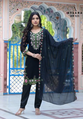 Afsana present Afsana 121 designer embroidered tunic with pant and dupatta catalogue at wholesale price readymade suit catalogs