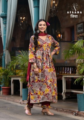 Afsana present jiya alia launch pure muslin with digital printed readymade top bottom and dupatta pair catalogue at amaviexpo readymade suit catalogs