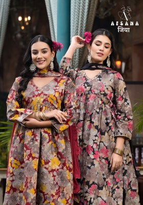 Afsana present jiya alia launch pure muslin with digital printed readymade top bottom and dupatta pair catalogue at amaviexpo readymade suit catalogs