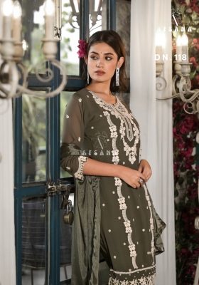 Afsana present pret collection designer stylish embroidered tunic and linen cotton pant and chinon dupatta catalogue Afsana Suits Catalogue 