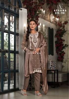 Afsana present pret collection designer stylish embroidered tunic and linen cotton pant and chinon dupatta catalogue readymade suit catalogs