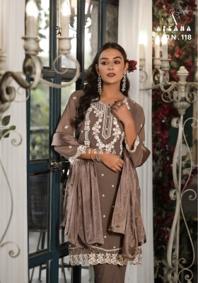 Afsana present pret collection designer stylish embroidered tunic and linen cotton pant and chinon dupatta catalogue readymade suit catalogs