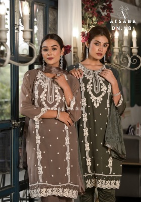 Afsana present pret collection designer stylish embroidered tunic and linen cotton pant and chinon dupatta catalogue readymade suit catalogs