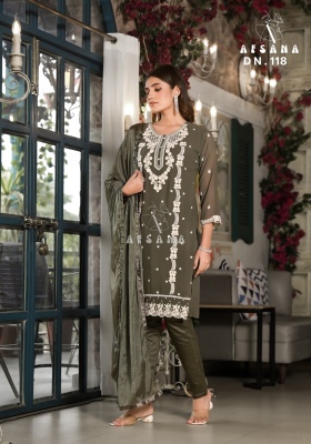 Afsana present pret collection designer stylish embroidered tunic and linen cotton pant and chinon dupatta catalogue readymade suit catalogs