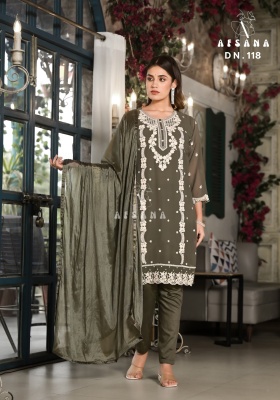 Afsana present pret collection designer stylish embroidered tunic and linen cotton pant and chinon dupatta catalogue readymade suit catalogs