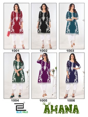 Ahana by Blue hills Heavy work Kurti with pant catalogue at affordable rate kurtis catalogs