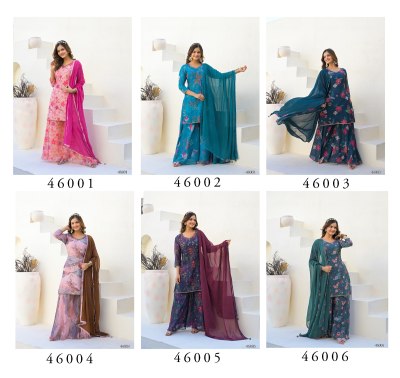 Ahana present Designer Short Top with Flair Palazzo and dupatta catalogue at affordable rate Fancy Palazzo suit catalogue