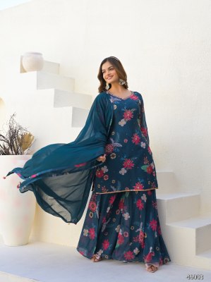 Ahana present Designer Short Top with Flair Palazzo and dupatta catalogue at affordable rate Fancy Palazzo suit catalogue