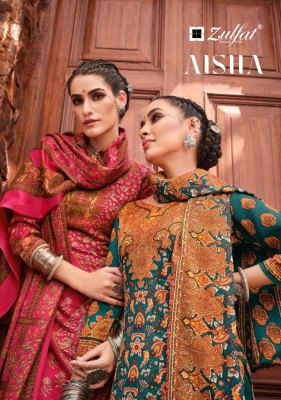 Aisha by Zulfat pure wool pashmina digital printed fancy Pakistani suit collection at affordable rate Zulfat 