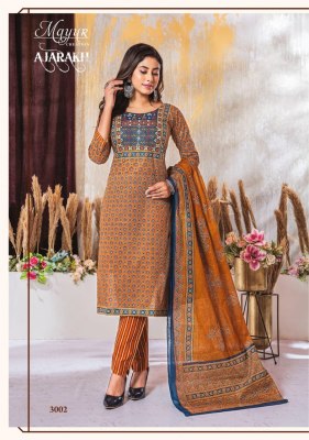 Ajarakh Vol 3 by Mayur Pure Cotton Aajrakh printed readymade cotton suit catalogue at affordable rate readymade suit catalogs