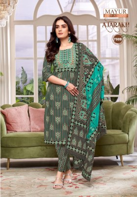 Ajarakh vol 7 by Mayur Pure Cotton Printed With Embroidery Neck Patch Work readymade suit catalogue readymade suit catalogs