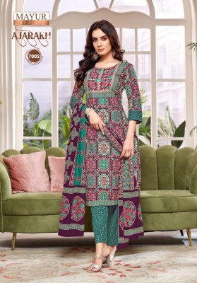 Ajarakh vol 7 by Mayur Pure Cotton Printed With Embroidery Neck Patch Work readymade suit catalogue readymade suit catalogs