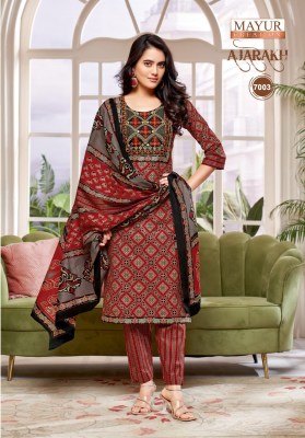 Ajarakh vol 7 by Mayur Pure Cotton Printed With Embroidery Neck Patch Work readymade suit catalogue readymade suit catalogs