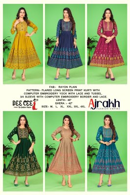 Ajrakh by Deecee flared long embroidered kurti catalogue at amaviexpo kurtis catalogs