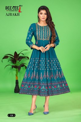 Ajrakh by Deecee flared long embroidered kurti catalogue at amaviexpo kurtis catalogs