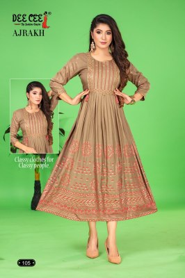 Ajrakh by Deecee flared long embroidered kurti catalogue at amaviexpo kurtis catalogs