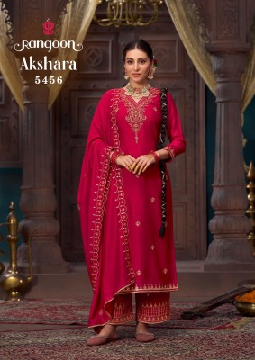 Akshara by Rangoon silk fancy hand work kurti pant and dupatta catalogue at affordable rate readymade suit catalogs