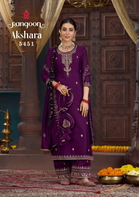 Akshara by Rangoon silk fancy hand work kurti pant and dupatta catalogue at affordable rate readymade suit catalogs