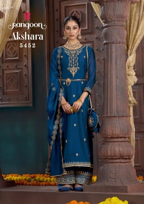 Akshara by Rangoon silk fancy hand work kurti pant and dupatta catalogue at affordable rate readymade suit catalogs